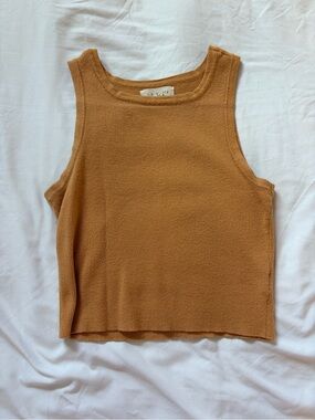 La Hearts Knit Tank Top in Caramel Tan